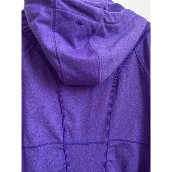 Athleta Rishi Hooded Jacket Womens M Purple Long Sleeve Full Zip Ruched Pockets - Picture 8 of 9